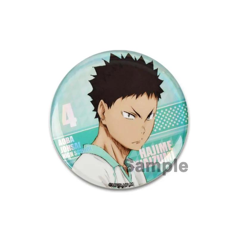 32/44/58mm Hot Sale Anime Japonês Haikyuu Tinplate Pins Mochila Engraçado Broche Emblemas Shoyo Hinata Timeskip Sakusa Atsumu Presente Periférico