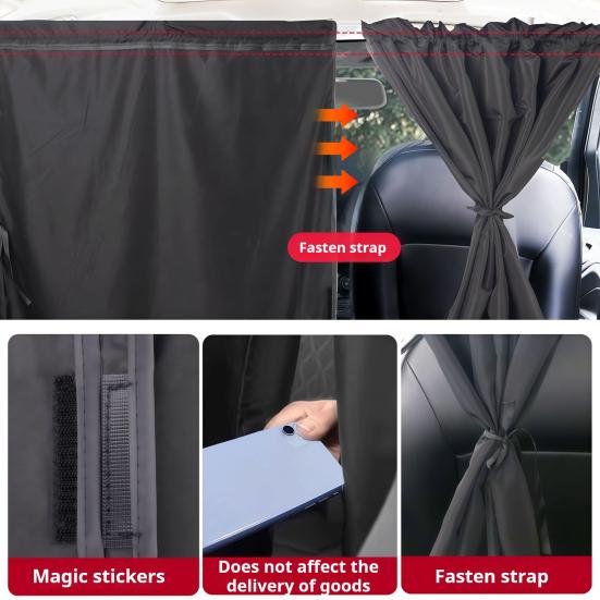 2Pcs Partition Seat Curtain Taxi Sunshade Car Removable Car Sunscreen for