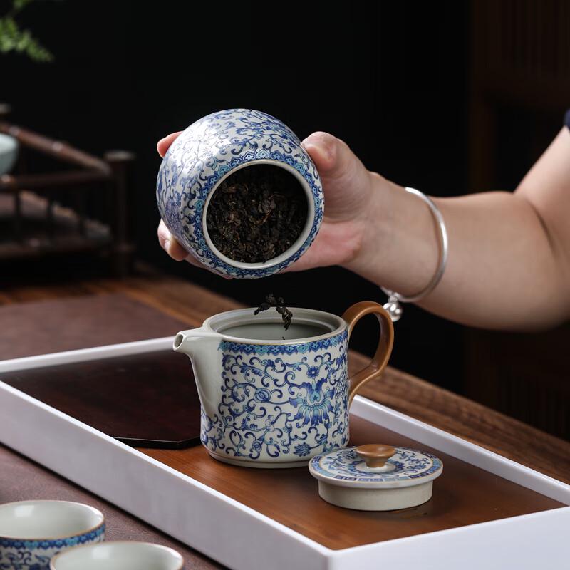 Ru Kiln Intertwined Lotus Ceramic Tea Set