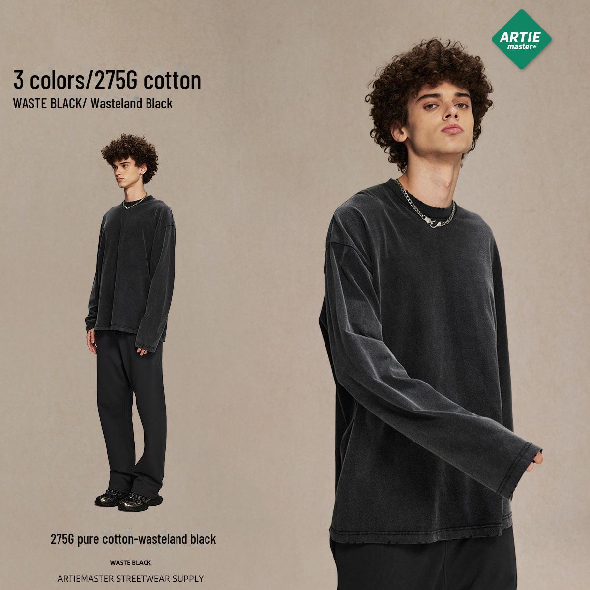 

Футболка мужская с длинным рукавом в стиле ретро, уличная мода, осень 2024 г. (275 г, цвет для жарки с перевернутым дном) L