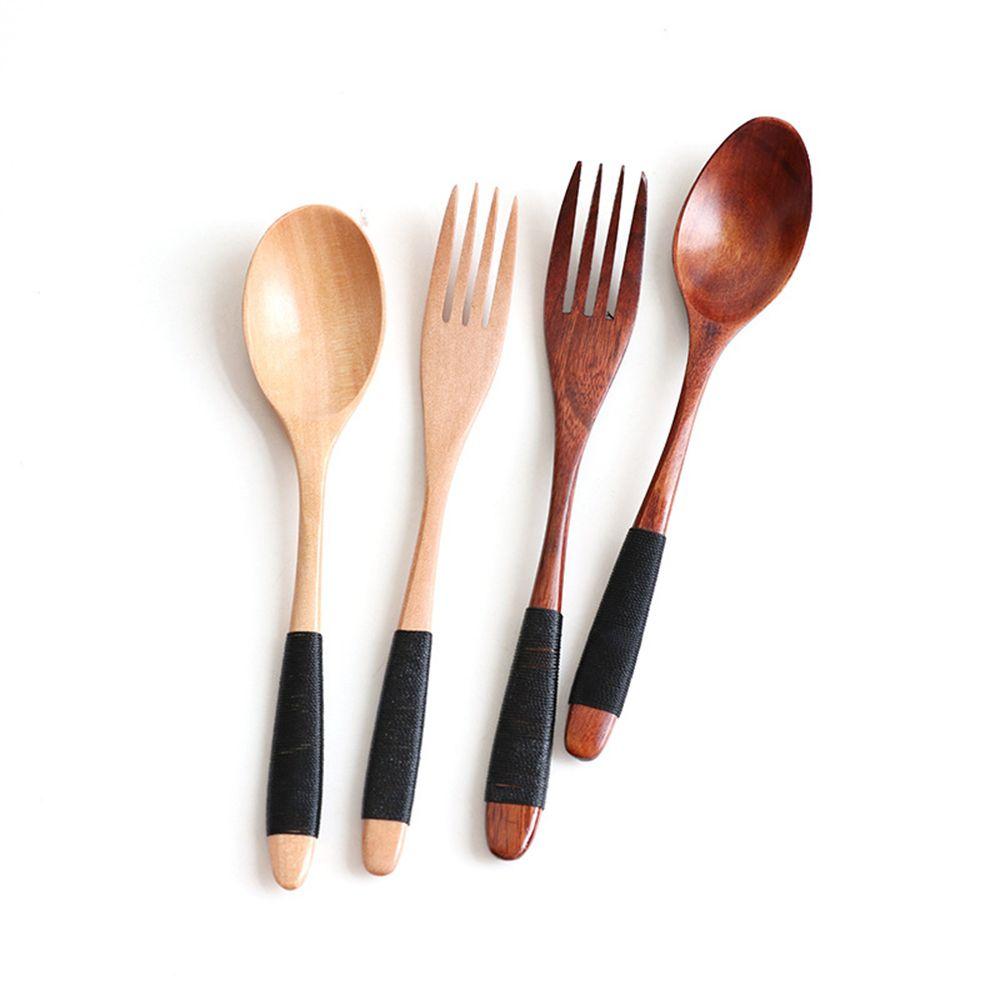 Wooden Dinner Kit Rice Soups Kitchen Supplies Utensil Dinnerware Sets Fork Spoon Tableware