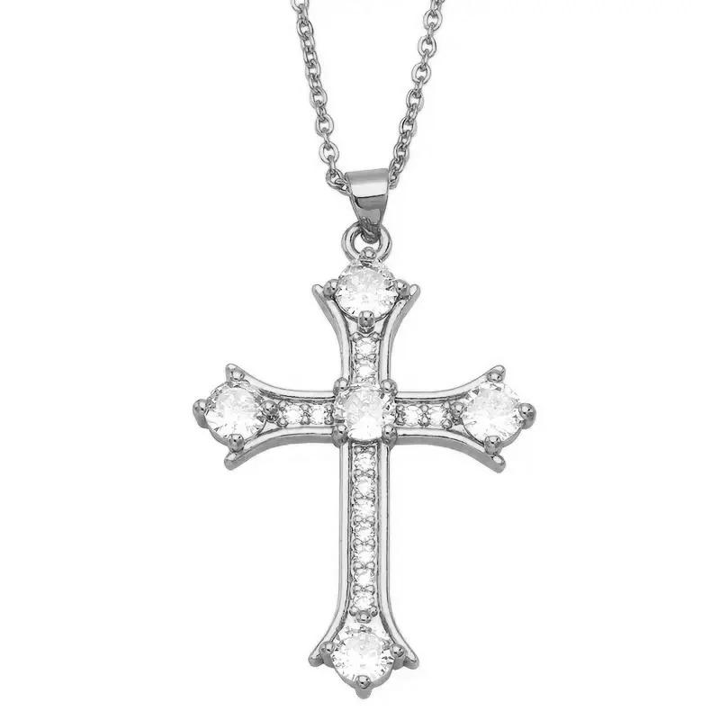 CAOSHI Fashion Lady Cross Pendant Necklace with Brilliant Zirconia Stylish Jewelry for Daily Life Trendy Women Party Accessories