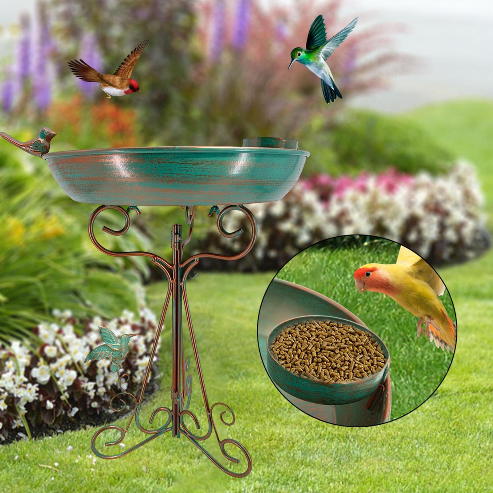 

Bird Feeder Bath Weather Resistant Decorative Freestanding Yard Ornament Metal Birdbath for