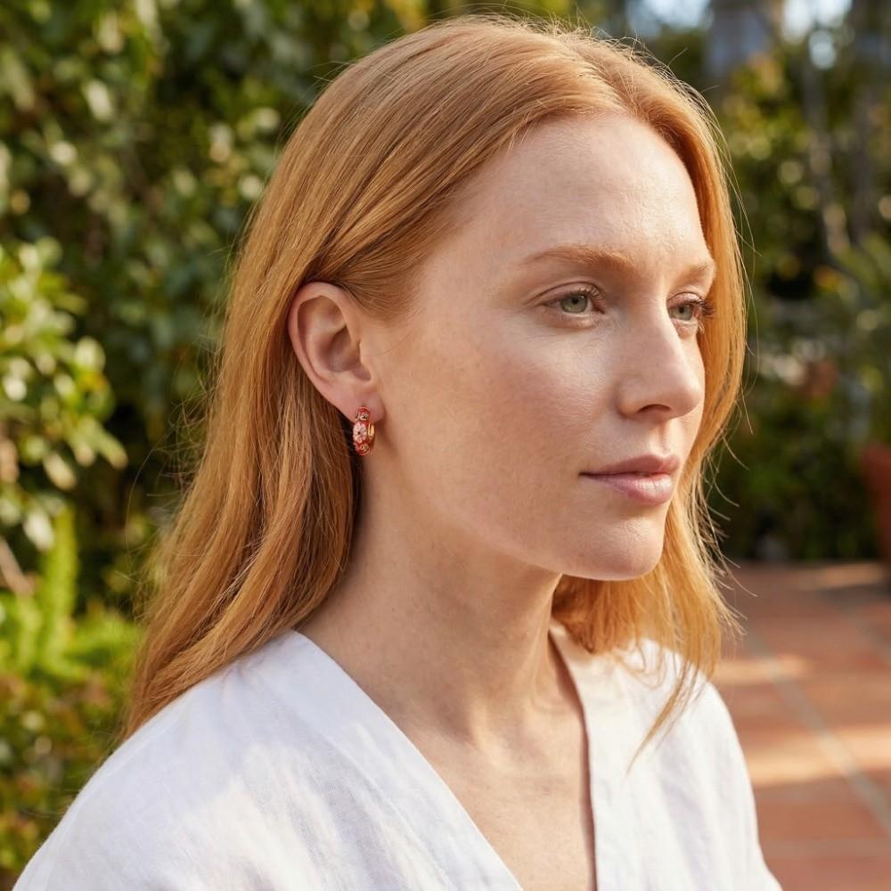 Chinese Flower Enamel Ear Rings Traditional Glaze Ear Jewelry  Gifts for Women Girl