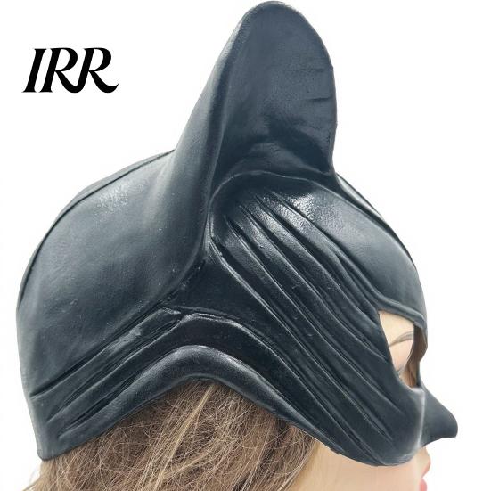 Glossy Leather Cosplay Mask Halloween Catw Woman Mask, Black Cat Eye Costume Soft Latex Cool Accessory for Masquerade Superhero Party Look