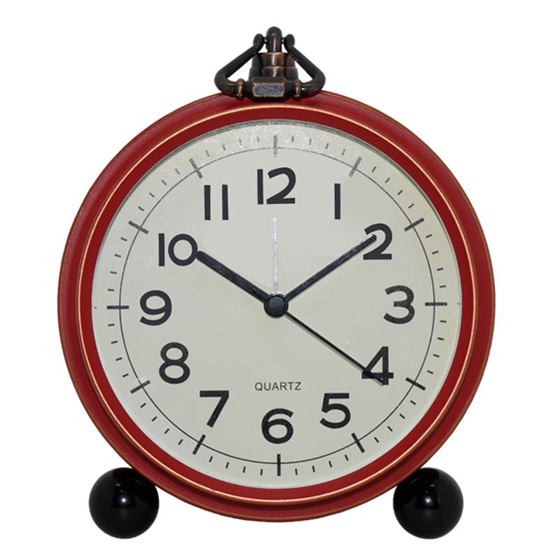European Vintage Iron Art Alarm Clock American Creative Electronic Clock Household Simple Nightlight Student Personalized Silent