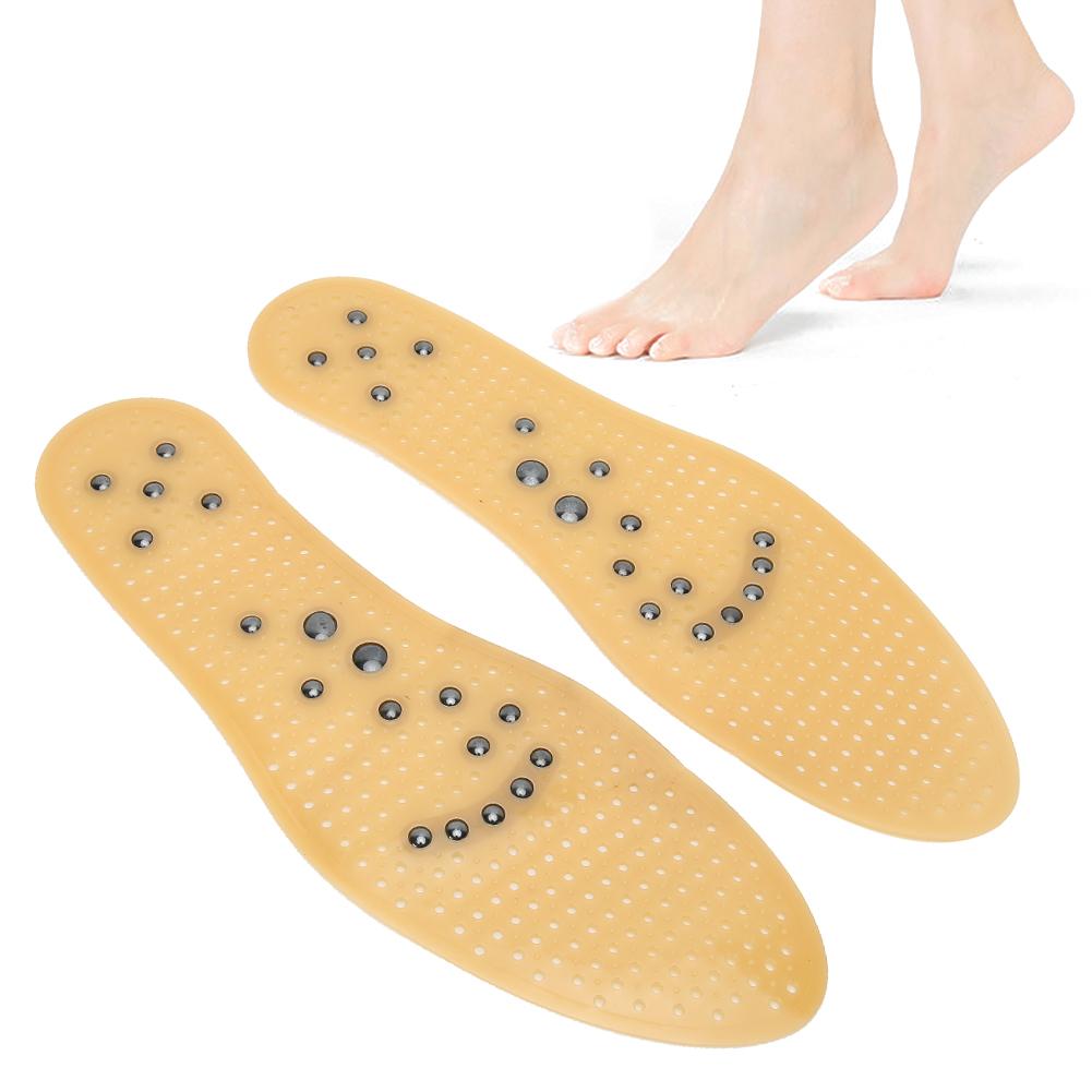 Magnet Therapy Insoles Breathable Foot Sole Massage Foot Pad for Healthy Care (Yellow L)