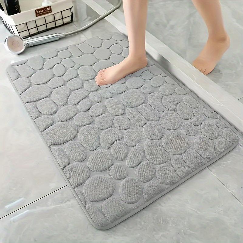 Cobblestone Embossed Memory Foam Bath Mat Non-Slip Absorbent Shower Rug for Bathroom Floor Tub Decor