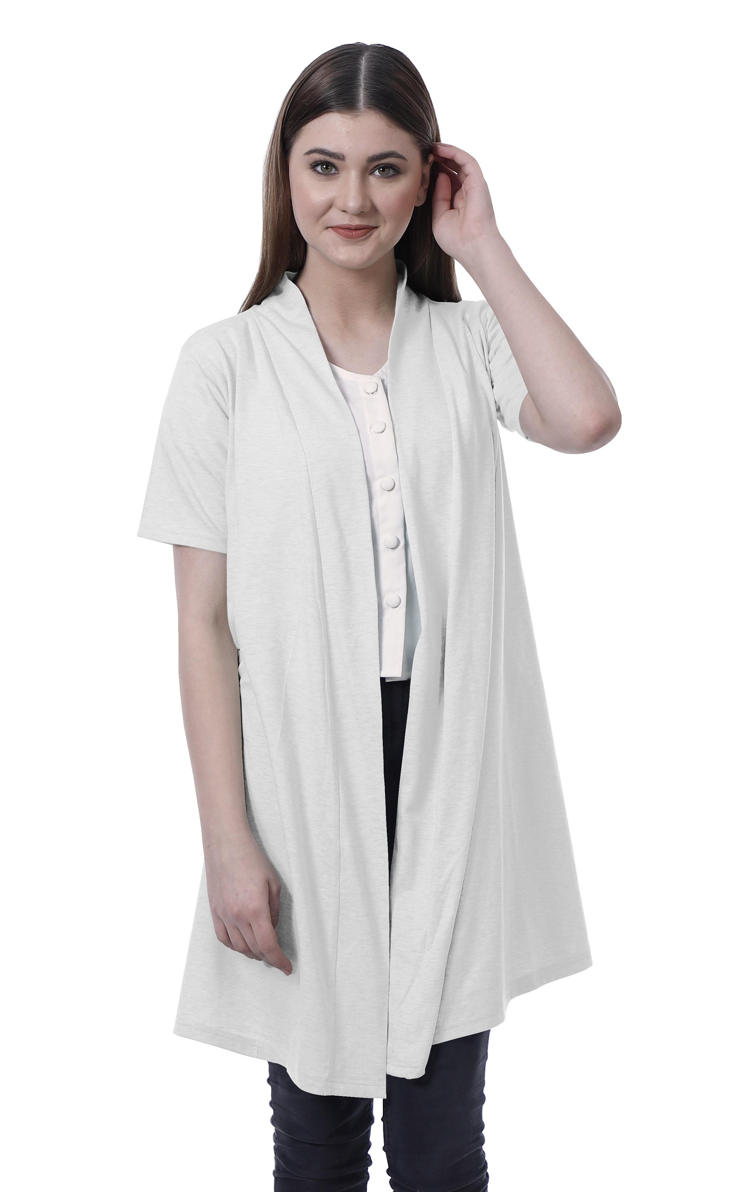 

Moomaya Жіночий літній кардиган з відкритим фронтом і половинним рукавом XS білий