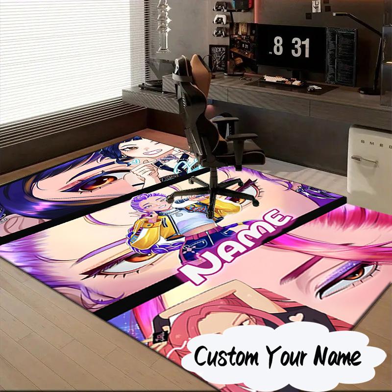 Custom Name Vibrant Anime KPop  Carpet, Chair Rug,Area Rug for Office Bedroom living rooms bedroom, Doormat decor Christmas fan gifts