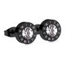 Stainless Steel Acrylic Crystal Stud Earrings for Women Men Punk Roman Number Clear Black CZ Bling Fashion Ear Jewelry