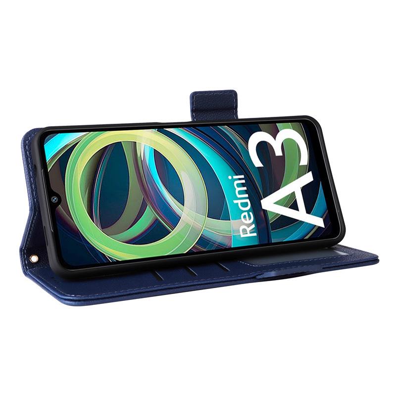 Redmi A3 Leather Phone Case with Card Holder & Lanyard - Cross-border Style