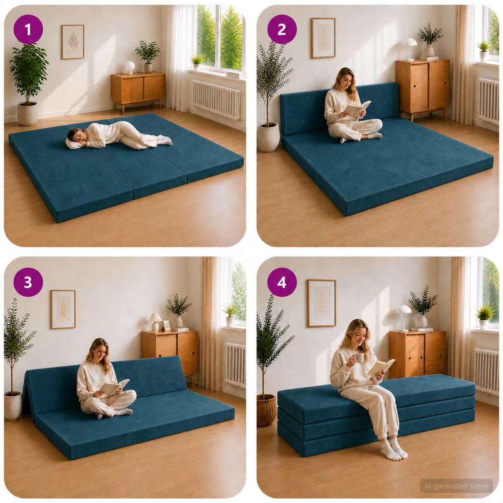 Folding Sofa Bed 180 x 67 x 45 cm Blue