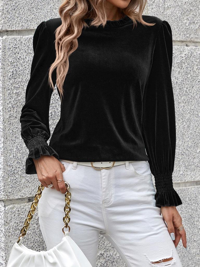 2024 Autumn/Winter Women's Velvet Long-Sleeve Top