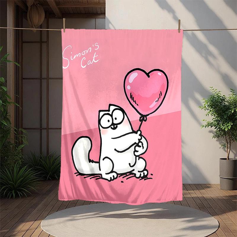 Simon'S Cat Flannel Blanket Soft Warm All-Season Throw, Design for Camping, Car Travel, Hiking Sofa, Bed, Office Perfect Gift for Parties