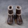 Johnature Genuine Leather Plush Thickened Women's Mid-calf Boots Casual Soft Soled Warm Cotton Shoes