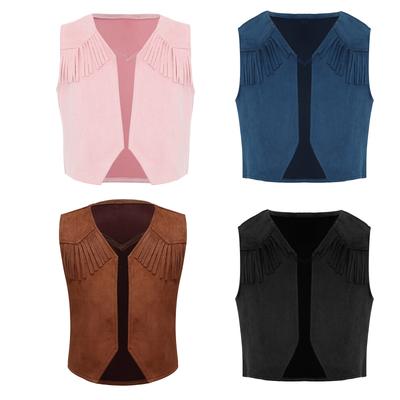 Kids Boys Western Cowboy Cowgirl Vest Halloween Holiday Carnival Party Dress Up Role Play Cosplay Jacket