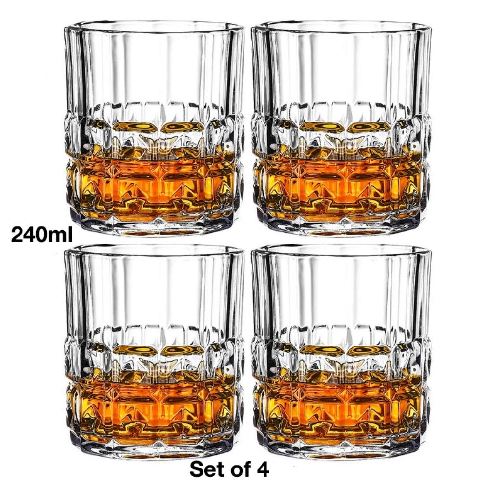 

4PCS Fashion Whiskey Glasses, Scotch Whisky, Bourbon, Cocktails, RUM, Durable Whiskey Glasses 160-360ml