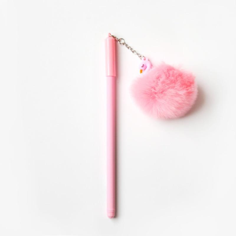 1pcs Beautiful Pink Flamingo Gel Pen Plush Swan Pens for School Office Writing Supplies Girl Gifts Kawaii Neutral Stationery