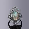 Oval Natural Labradorite Rings for Women Men  CopperRing Finger Ring Retro Gemstone Rings Jewelry Party Gift