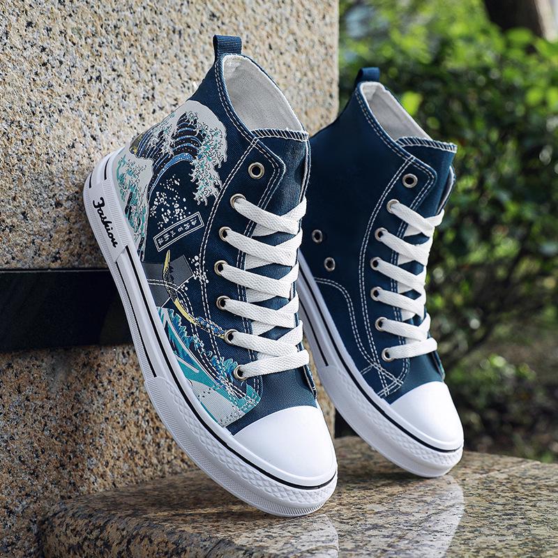 2026 Spring Men's High-Top Canvas Shoes - Trendy, Versatile, Fashionable Casual Footwear