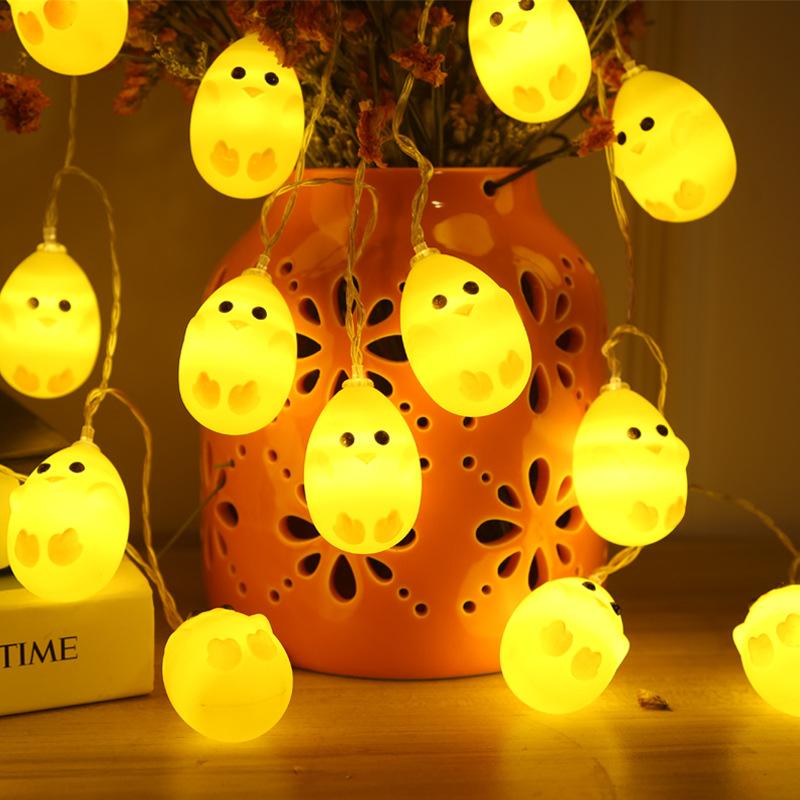 10LED dekoracja na przyjęcie wielkanocne wielkanocny królik pasek światła mały żółty kurczak girlanda LED Fairy Light Happy Easter Home Decor
