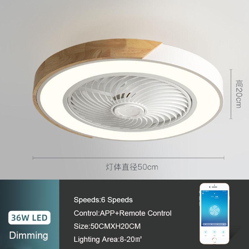 52CM Ceiling Fan Light Lamp 220V APP +Remote Control Fans Bedroom Dining Room Wood Ceiling Fan With Lights DC Green Ceiling Fan