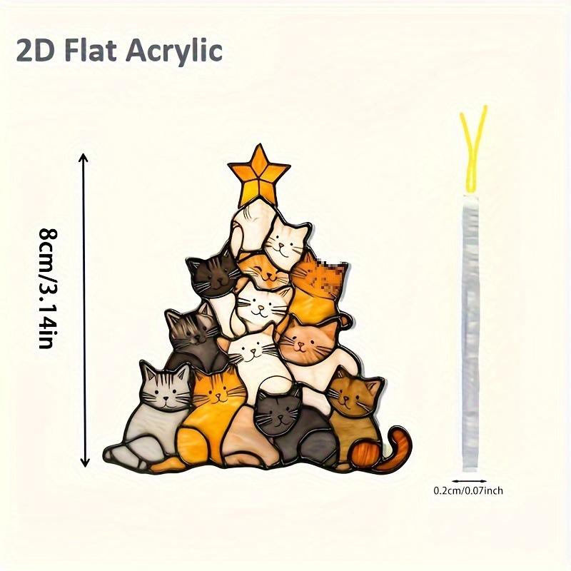 

Cat Solar Catcher Christmas Tree Shaped Window Decoration Cute Animal Themed Party Decorations Festive Supplies, Four Seasons Decoration 8*8cm