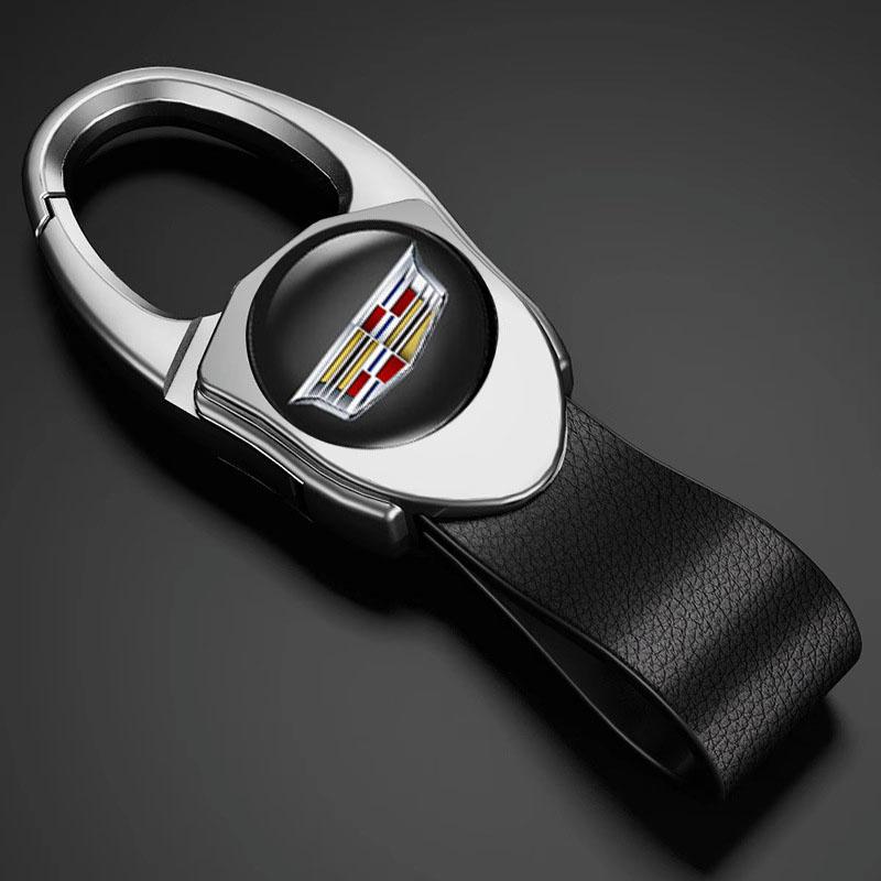 

For Cadillac ATS BLS CT5 CT6 CTS ESCALADE EXT SLR SRX STS XLR XT4 XT5 XT6 XTS Luxury Leather Car Logo Keychain Key Ring Holder срібний