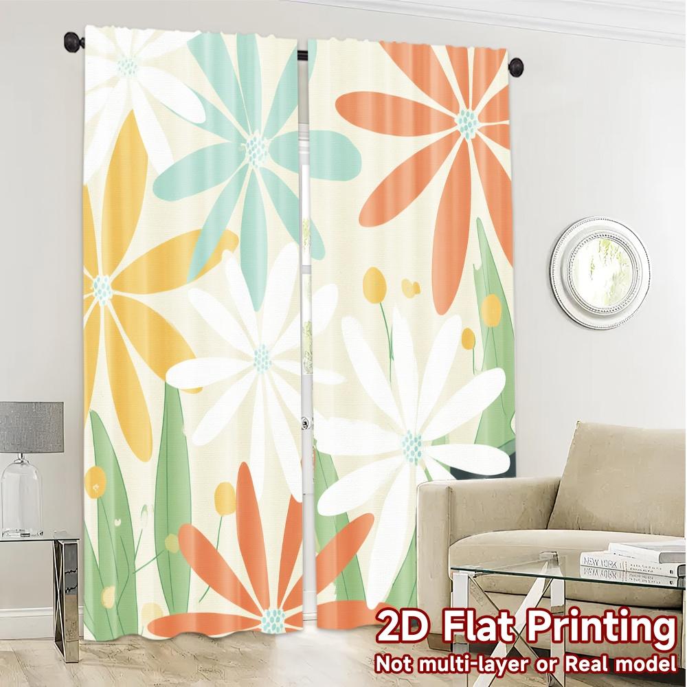 2D FLAT PRINTING 2pcs Curtains (Without Rod) Floral Spring Delight (4) Easter Festival Fashion Curtains Durable Polyester