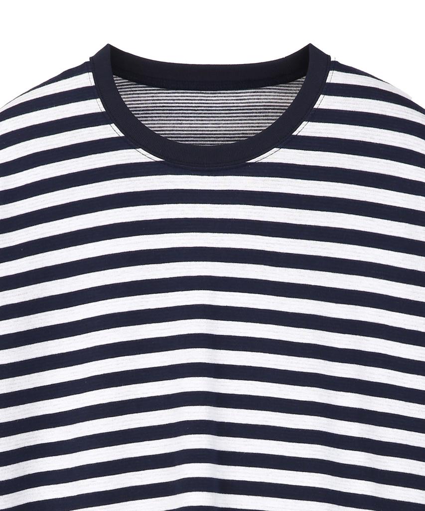 IL CORSO Bold Reversible Striped Long Sleeve T-Shirt Navy