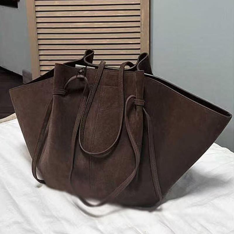 Yogodlns Women Handbag Light Luxury Suede Nubuck Leather Wing Bag Simple Large Capacity French Retro Shoulde rBag Casual Underarm Bag