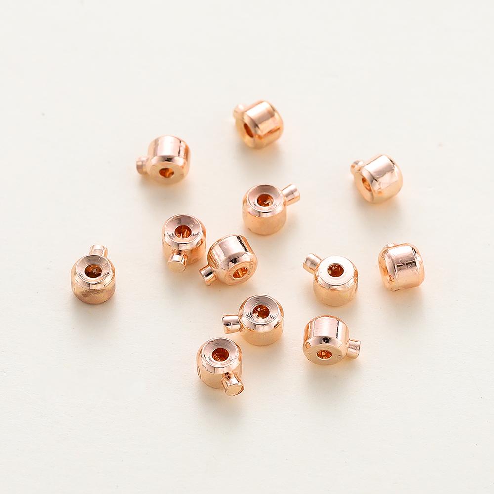 20pcs Positioning Clasp 14K 18K Gold Plated Crimp Snap Button Bracelet Necklace Fastener Ball End Cap For DIY Jewelry Findings