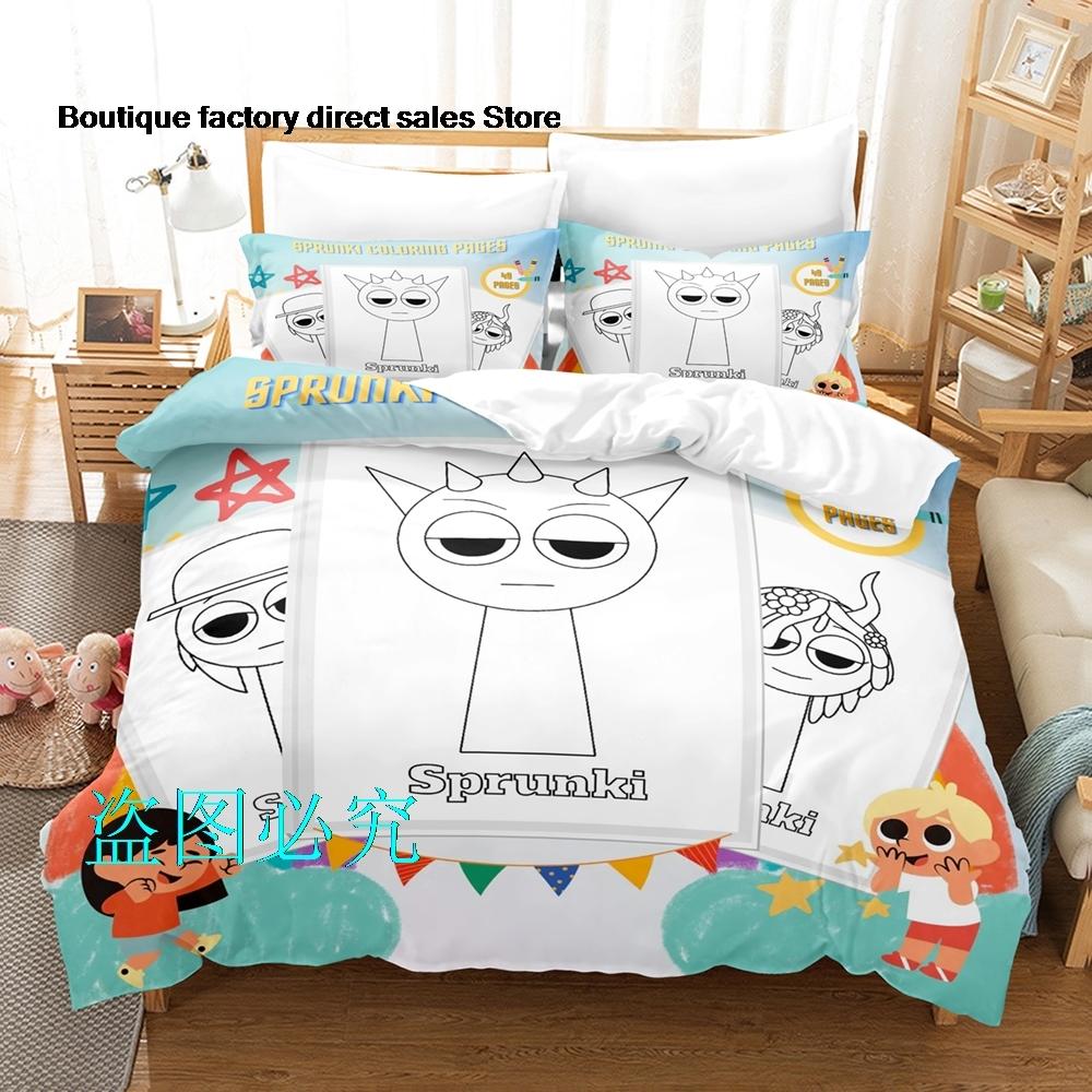 Sprunki Bedding Set Single Twin Full Queen King Size Bed Set Adult Kid Bedroom Duvetcover Sets Anime parure de lit Bed