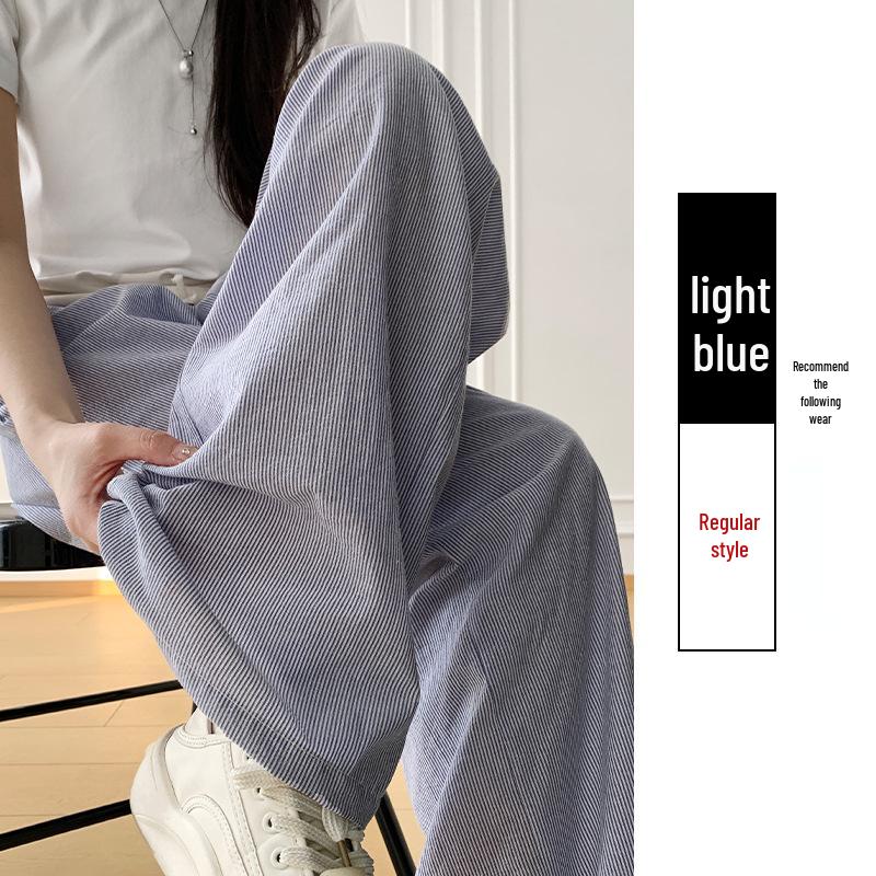 Women s High-Waist Striped Wide-Leg Pants - Spring/Summer Casual, Floor-Length, Slimming, Straight-Leg Design XL