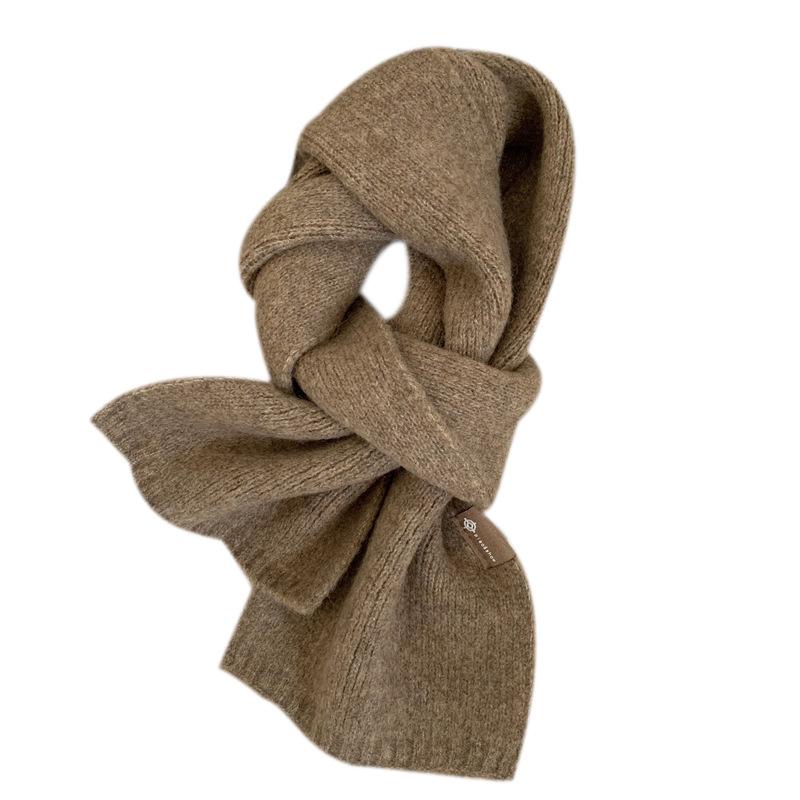 Premium Korean ins soft waxy milk tea color scarf women's winter versatile imitation cashmere fluffy beige small scarf