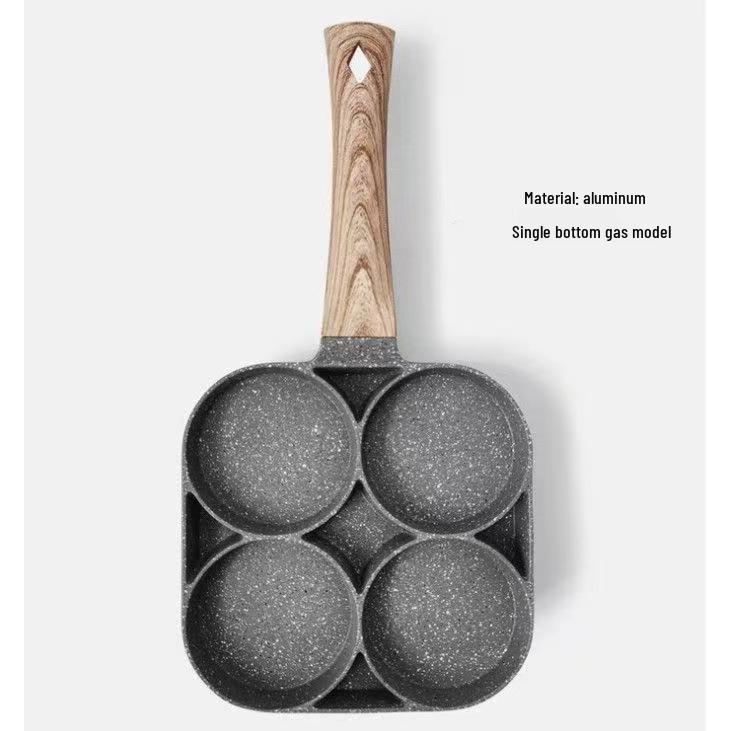 Non-stick Household Breakfast Frying Pan for Making Fried Eggs, Burgers, or Steaks with Four Holes.