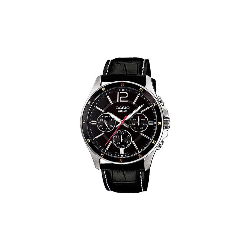 

Casio STANDARD Series Three Needles Three Eyes Simple Waterproof Business Casual Quartz Movement Genuine Leather Strap Japanese and MTP-1374L-1AV чёрный