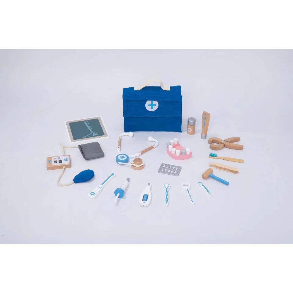 Wooden children's play house little doctor medical bag cosmetic bag simulation injection stethoscope role simulation toy