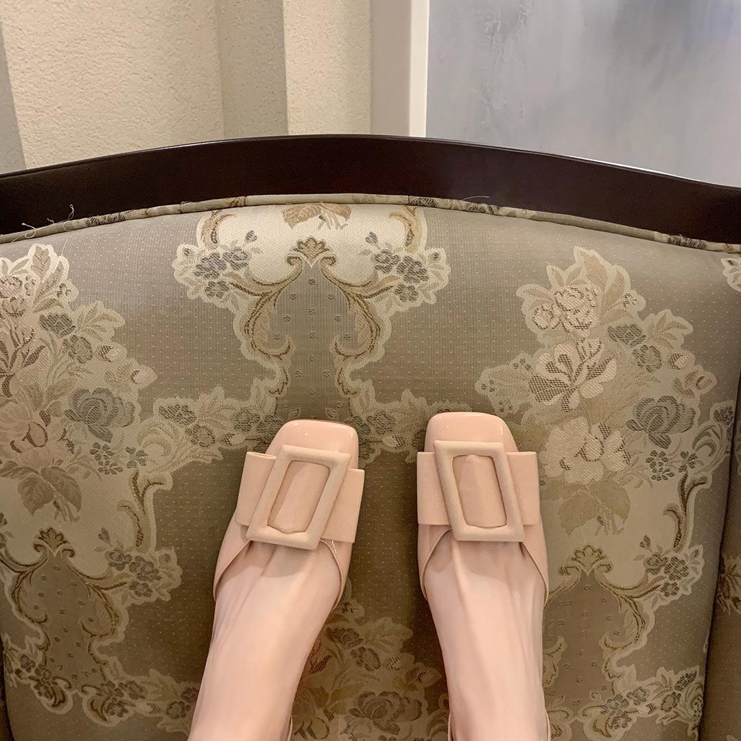 

Модные женские босоножки с квадратной пряжкой на низком каблуке, черные туфли-мюли из натуральной кожи, туфли-лодочки, модные повседневные туфли, размер 35-40, женские туфли на каблуках 38 телесный