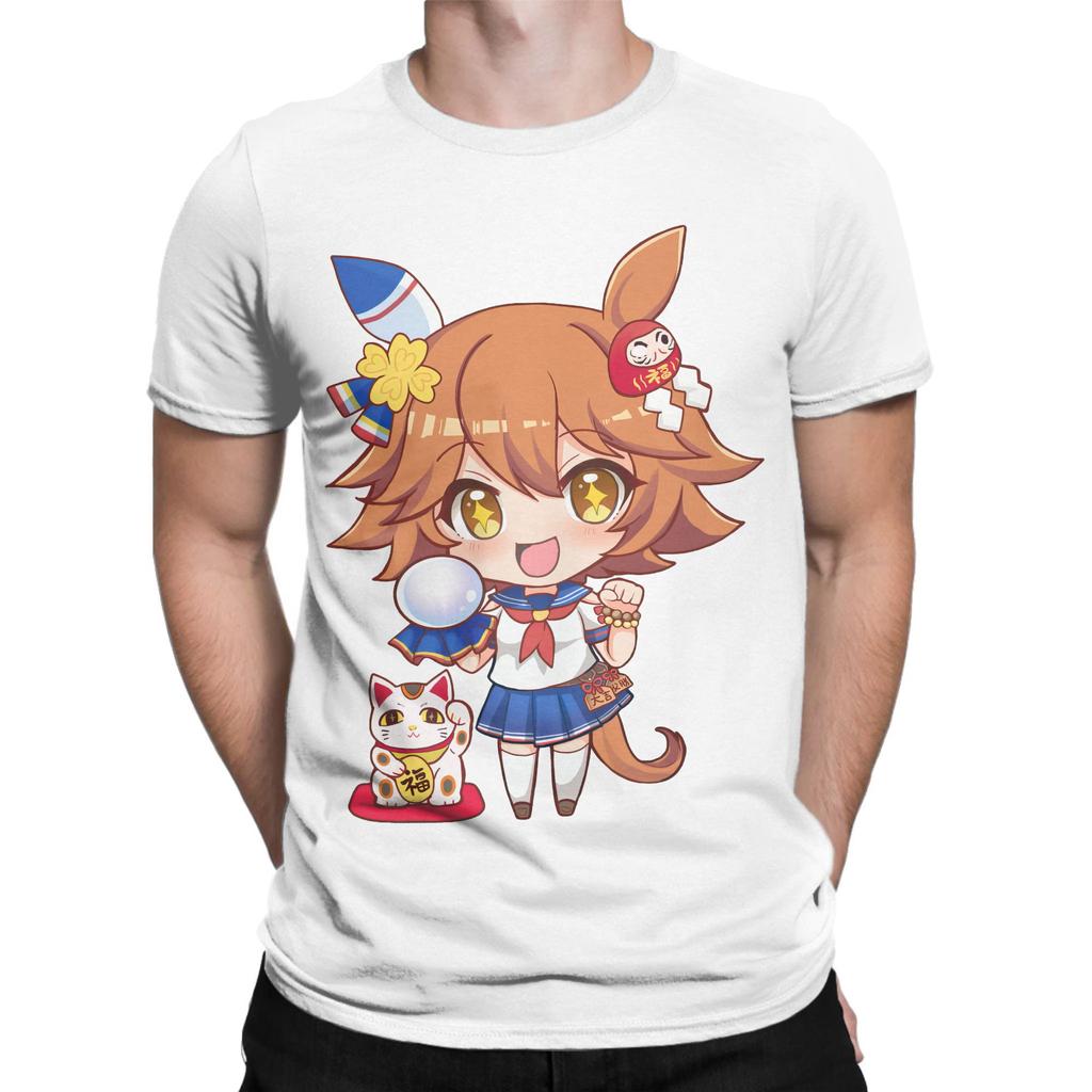 Anime Uma musume Pretty Derby T-Shirts für Herren Lustiges T-Shirt aus reiner Baumwolle Rundhals Kurzarm T-Shirt Übergröße Kleidung