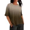 Fashionable Women's T-shirt Short Sleeved Casual Top With Pocket Gradient Print Round Neck Lightweight Shirt