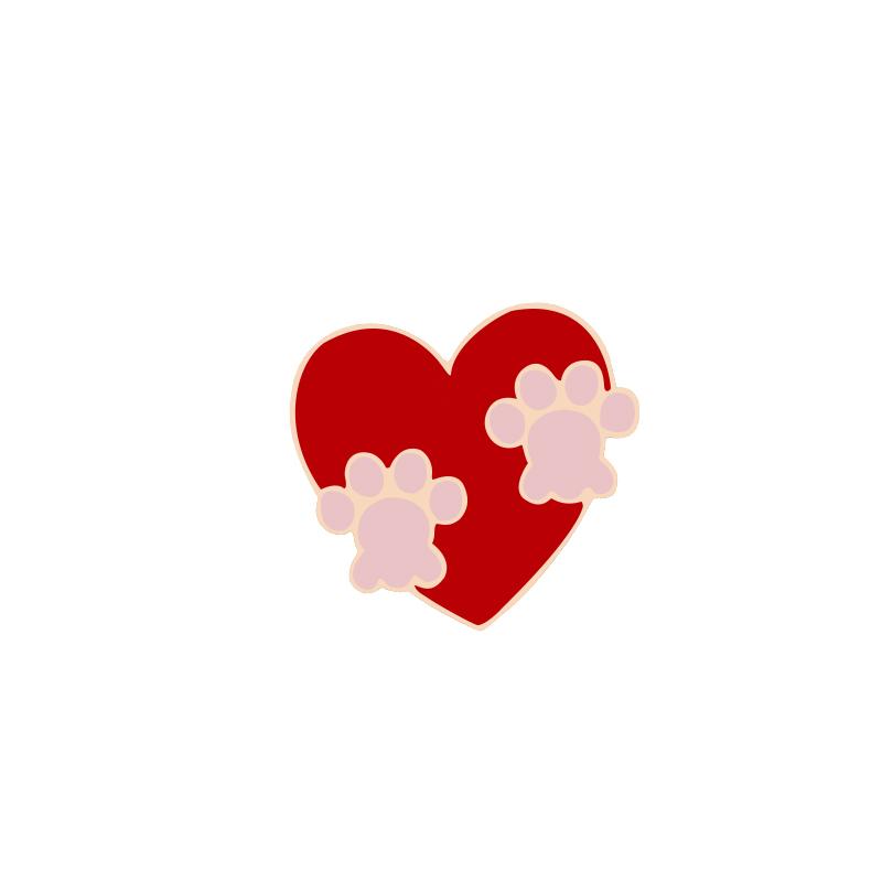 Paw in Heart Bow Tie Brooches Dog Paws Cat Claw Metal Pins Clothes Bag Badge Lapel Pin Animal Lovers Jewelry Gifts for Girl Kids
