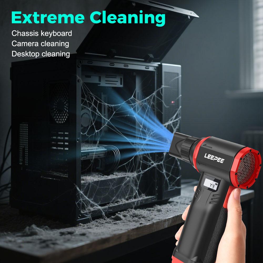 2025 600000RPM Violent Fan High Speed 9 Gears Speed Adjustable Cleaning Blower Tools Powerful Air Blower Type-C Charging Handheld Turbo Jet Fan