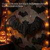Woven Faux Rattan Black Bat Wall Art Decors for Halloween Party Backdrops, Gothic Layering Hanging Pendants for Seasonal Home Displays