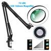 USB Magnifying Glass with 3-Color LED 72 LEDs 8X/10X Powerful Light for Soldering Iron Repair Desk Lamp Skin Care Beauty