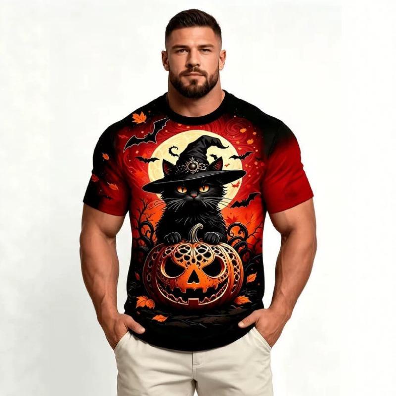 3D Printed Halloween Men's Long Sleeve Crew Neck Casual T-Shirt