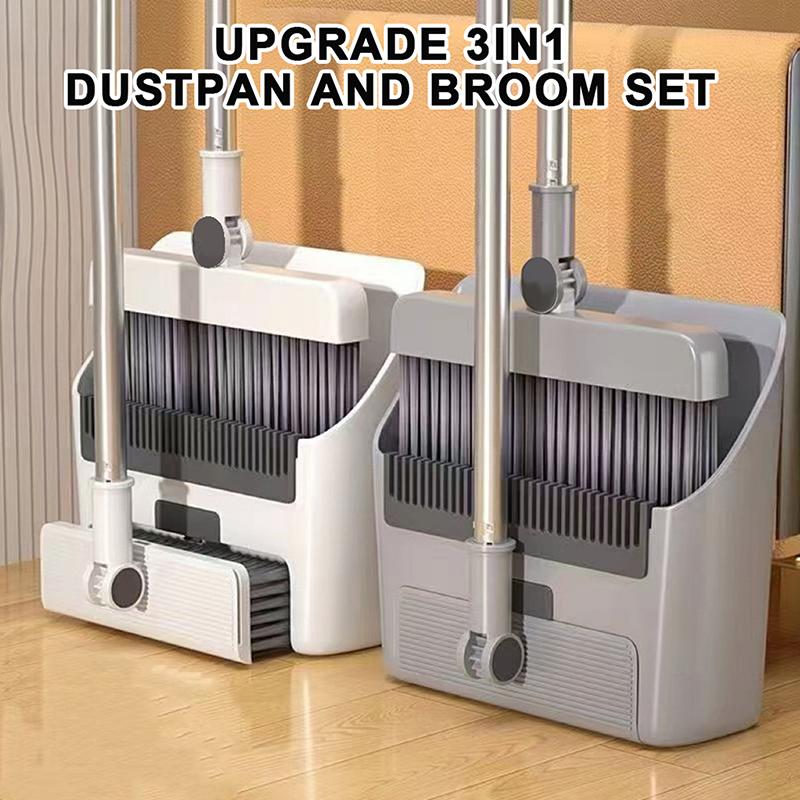 Effortless Home Cleaning with 3 in 1 Design Long Handled Floor Brush and Dustpan Set for All Surfaces