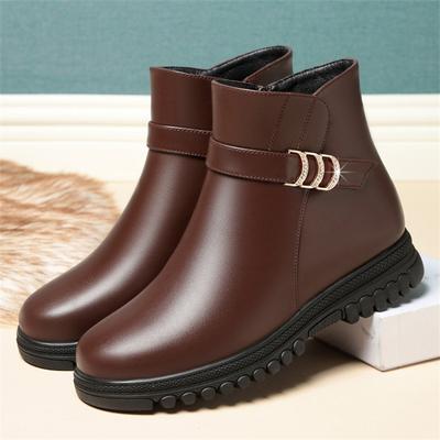 Winter Herfst Damesmode Elegant Casual Eenvoudig Enkel Sneeuwlaarzen Moeder Platte Warme Antislip Pluche Velours Katoenen Schoenen