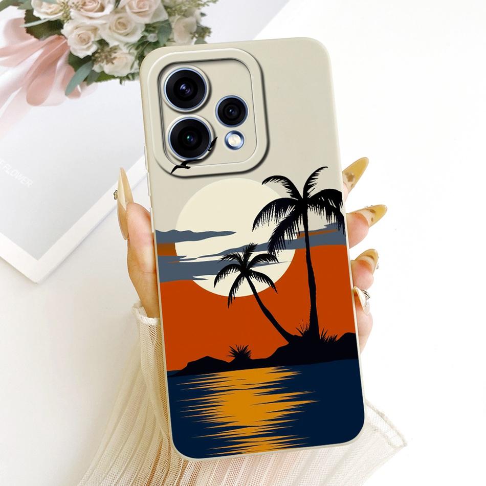 For OPPO Reno15 5G CPH2825 2026 Fashion Dusk Beach Painting Phone Case For Oppo Reno 15C 15 Soft Silicone Covers Bumpers
